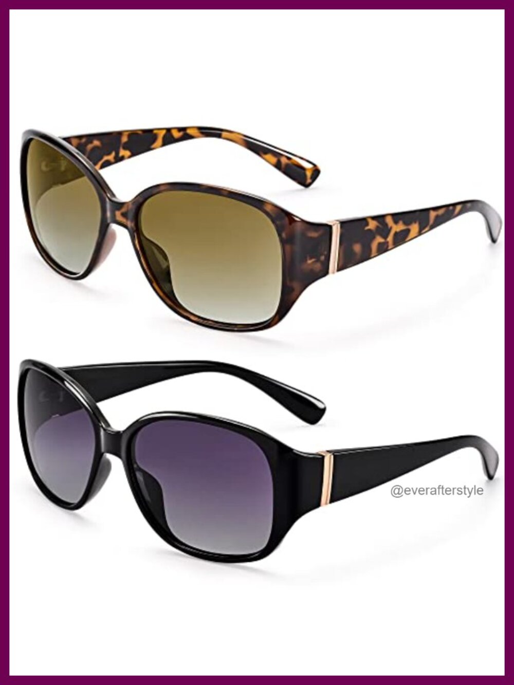Polarized Sunglasses Women Retro Vintage UV400 Driving Oversized Square 2 Pk